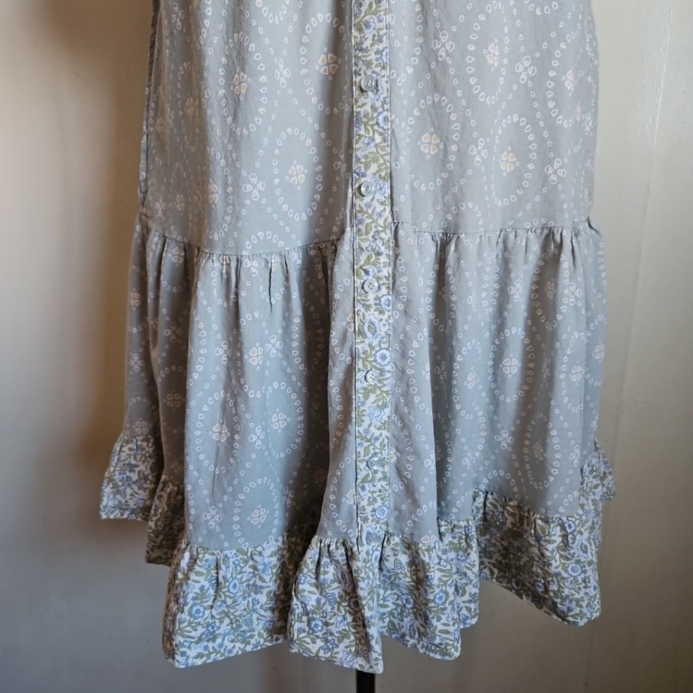 Umgee Floral Trapez & Swing Mini-Dress Short Sleeves With Pockets Size Small - Picture 5 of 14